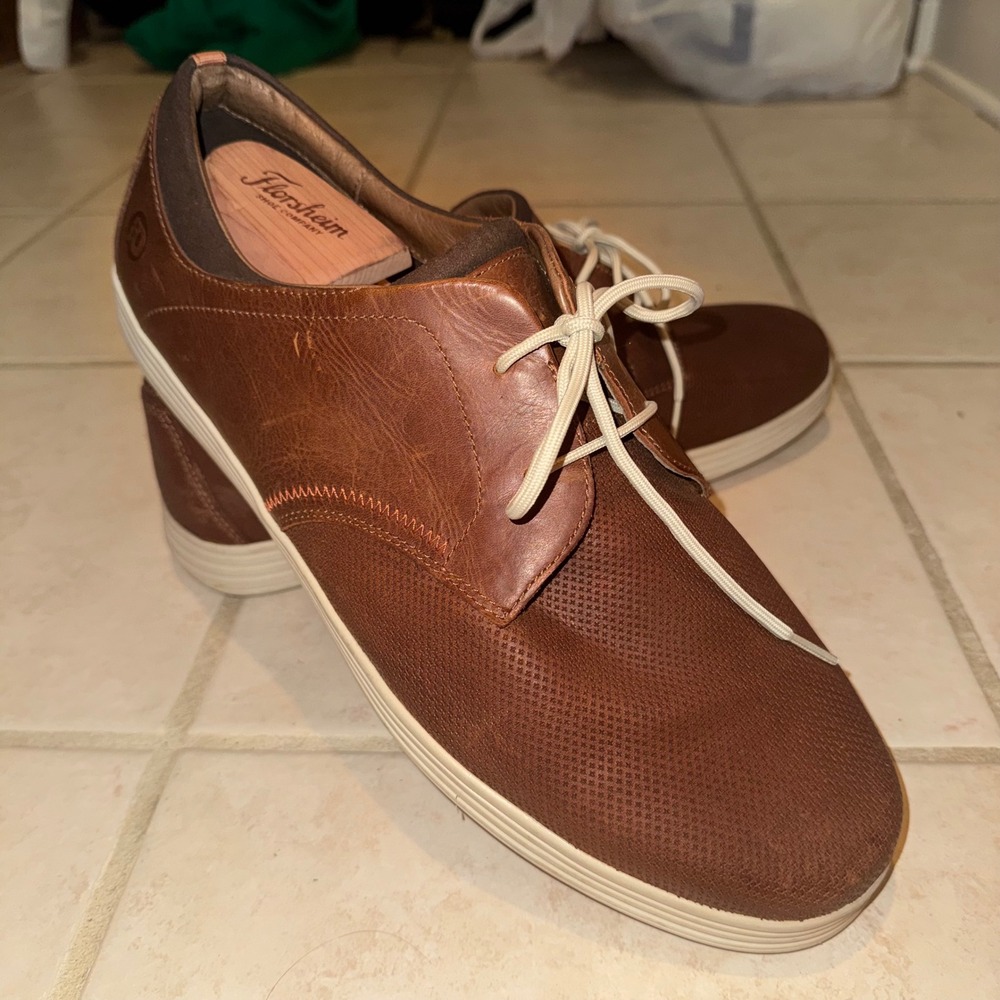 Dunham Mens Brown Leather Sneakers DAH14BR Size 16 4E Extra Wide Casual Shoes